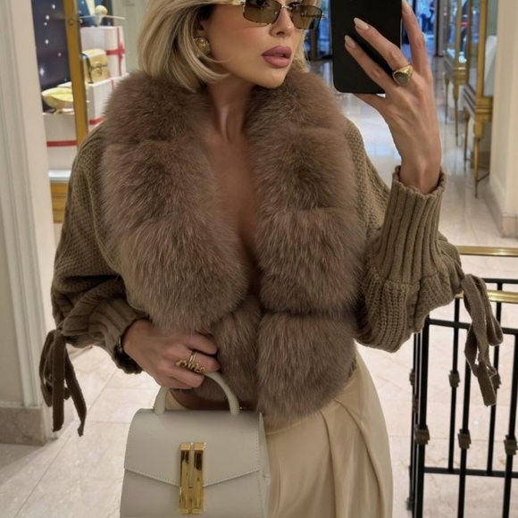 Sweaters - Fashion Knitting Cardigan Placket Coat Women Casual Real Fox Fur